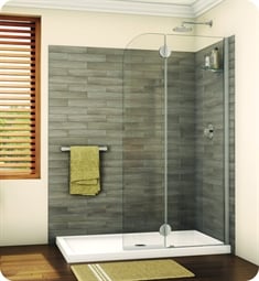 Fleurco VGSS24 Monaco Round Top Shower Shield with Fixed Panel and Glass Shelf Support