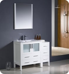 Fresca FVN62-3012WH-UNS Torino 42" Modern Bathroom Vanity with Side Cabinet and Integrated Sink in White
