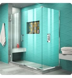DreamLine SHEN-2453-0 Unidoor Plus W 53 1/2" to 60 1/2" x D 30 3/8" to 34 3/8" x H 72" Hinged Shower Enclosure with Clear Glass