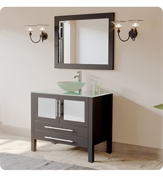 Cambridge Plumbing 8111-B 36" Free Standing Wood & Glass Single Vessel Sink Bathroom Vanity Set in Espresso