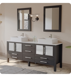 Cambridge Plumbing 8119XL 71" Free Standing Wood & Porcelain Double Sink Bathroom Vanity Set in Espresso