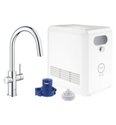 Grohe 31251 Blue 16" Single Hole Pull Down Deck Mounted Kitchen Faucet with Chilled and Sparkling Starter Kit