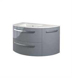LaToscana AM38OPT1 Ambra 37 3/8" Wall Mount Single Right Rounded Bathroom Vanity and Tekorlux Sink Top