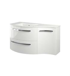 LaToscana AM43OPT1 Ambra 42 1/2" Wall Mount Single Bathroom Vanity with Two Soft Closing Drawer and Right Side Cabinet
