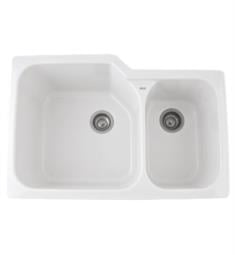 Rohl 6337 Allia 33" Double Bowl Undermount Fireclay Kitchen Sink with Right Side Small Bowl