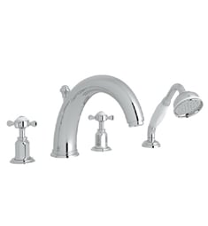 Rohl U.3249X Perrin and Rowe Edwardian 10" Two Cross Handle Widespread/Deck Mounted Roman Tub Filler with Handshower