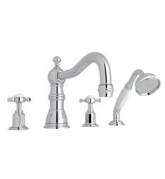 Rohl U.3746X Perrin and Rowe Edwardian 10" Two Cross Handle Widespread/Deck Mounted Roman Tub Filler with Handshower