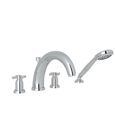 Rohl U.3849X Perrin and Rowe Holborn 10" Two Cross Handle Widespread/Deck Mounted Roman Tub Filler with Handshower