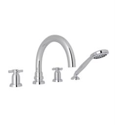 Rohl U.3976X Perrin and Rowe Holborn 9" Two Cross Handle Widespread/Deck Mounted Roman Tub Filler with Handshower