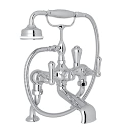 Rohl U.3000-1 Perrin & Rowe Georgian Era 7 3/8" Double Handle Deck Mounted Exposed Tub Filler with Handshower