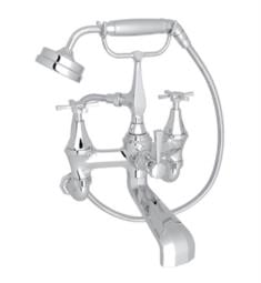 Rohl U.3111X-1 Perrin & Rowe Deco 10" Double Handle Wall Mount Exposed Tub Filler with Handshower