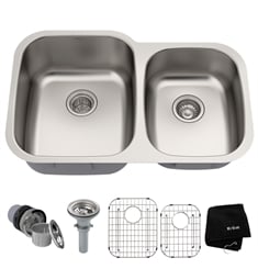 Kraus KBU24 32" Double Bowl Undermount Stainless Steel Rectangular Kitchen Sink