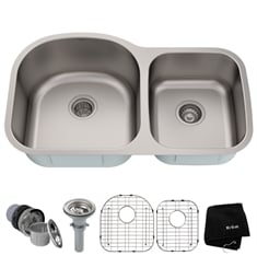 Kraus KBU27 34 3/8" Double Bowl Undermount Stainless Steel Rectangular Kitchen Sink