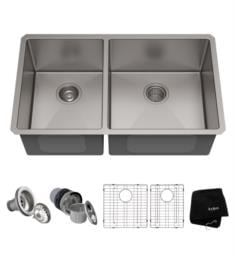 Kraus KHU104-33 Standart PRO 32 3/4" Double Bowl Undermount Stainless Steel Rectangular Kitchen Sink