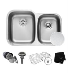 Kraus KBU24E Outlast MicroShield 32" Double Bowl Undermount Stainless Steel Rectangular Kitchen Sink