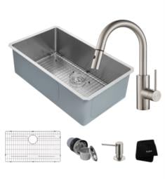 Kraus KHU100-32-2620-41SS Kraus Kitchen Sink Package: 32" Single Basin Undermount Kitchen Sink with Oletto Single Lever Pull Down Kitchen Faucet and Soap Dispenser