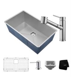 Kraus KHU32-2610-41CH Pax 30 1/2" Single Bowl Undermount Stainless Steel Kitchen Sink with Pull-Out Kitchen Faucet and Soap Dispenser