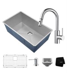 Kraus KHU32-2620-41CH Pax 30 1/2" Single Bowl Undermount Stainless Steel Kitchen Sink with Pull-Down Kitchen Faucet and Soap Dispenser