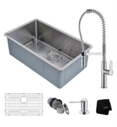 Kraus KHU100-30-1650-41CH 30" Single Bowl Undermount Stainless Steel Kitchen Sink with Pull-Down Kitchen Faucet and Soap Dispenser in Chrome