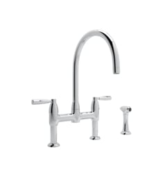 Rohl U.4273LS Perrin and Rowe Holborn 9" Deck Mounted Bridge Kitchen Faucet with Sidespray