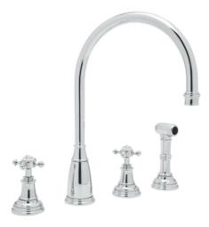 Rohl U.4735X Perrin and Rowe 8 7/8" Deck Mounted Kitchen Faucet with Cross Handle and Sidespray