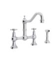 Rohl U.4755X Perrin and Rowe 9" Deck Mounted Bridge Kitchen Faucet with Metal Cross Handles with Sidespray