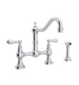 Rohl U.4756L Perrin and Rowe 9" Deck Mounted Bridge Kitchen Faucet with Metal Lever Handles with Sidespray