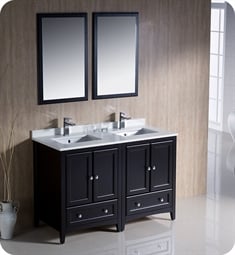 Fresca FVN20-2424ES Oxford 48" Traditional Double Sink Bathroom Vanity in Espresso