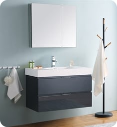 Fresca FVN8336GG Valencia 36" Dark Slate Gray Wall Hung Modern Bathroom Vanity with Medicine Cabinet