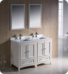 Fresca FVN20-2424AW Oxford 48" Traditional Double Sink Bathroom Vanity in Antique White