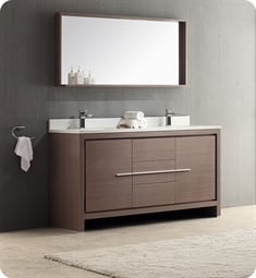Fresca FVN8119GO Allier 60" Gray Oak Modern Double Sink Bathroom Vanity