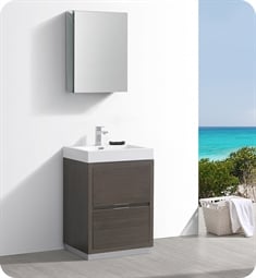 Fresca FVN8424GO Valencia 24" Gray Oak Free Standing Modern Bathroom Vanity with Medicine Cabinet