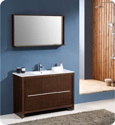 Fresca FVN8148WG Allier 48" Modern Bathroom Vanity with Mirror in Wenge Brown