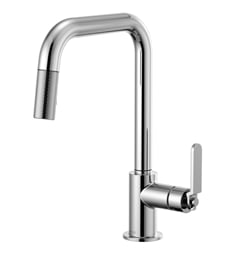 Brizo 63054LF Litze 14" Single Handle Square Arc Spout Pull-Down Kitchen Faucet with Industrial Handle