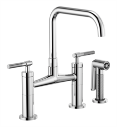 Brizo 62553LF Litze 15 3/8" Double Handle Square Arc Bridge Kitchen Faucet with Knurled Handle