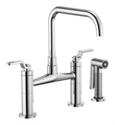 Brizo 62554LF Litze 13 3/8" Double Handle Square Arc Bridge Kitchen Faucet with Industrial Handle