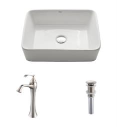 Kraus C-KCV-121-15000BN White Ceramic 18 3/4" Rectangular Single Bowl Vessel Bathroom Sink with Exquisite Faucet