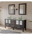 Cambridge Plumbing 8119-B 63" Free Standing Wood & Glass Double Vessel Sink Bathroom Vanity Set in Espresso