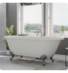 Cambridge Plumbing ADE-463D-6-PKG-7DH Acrylic 70 1/4" Freestanding Double Ended Clawfoot Bathtub with 463D-6 Tub Filler