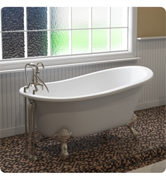 Cambridge Plumbing ST61-684D-PKG-7DH Cast Iron 61" Clawfoot Slipper Tub and Deck Mount Plumbing Package