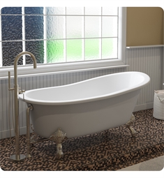 Cambridge Plumbing ST67-150-PKG-NH Cast Iron 67" Clawfoot Slipper Tub and Free-Standing Plumbing Package