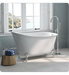 Cambridge Plumbing SWED54-150-PKG-NH Cast Iron 54" Swedish Claw Foot Slipper Tub with Free Standing Plumbing Package