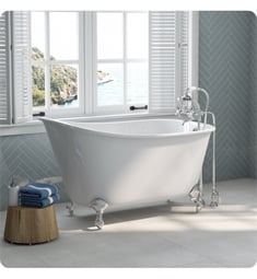 Cambridge Plumbing SWED54-398463-PKG-NH Cast Iron 54" Swedish Claw Foot Slipper Tub with Free Standing Plumbing Package