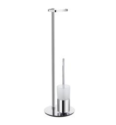 Smedbo FK312 Outline 31" Round Base Toilet Roll Paper Holder with Toilet Brush Frosted Glass Container