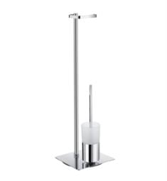 Smedbo FK322 Outline 31" Free Standing Square Base Toilet Paper Holder with Toilet Brush Frosted Glass Container
