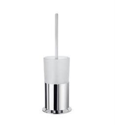 Smedbo FK311 Outline 4" Free Standing Round Base Toilet Brush Holder with Frosted Glass Container in Polished Chrome