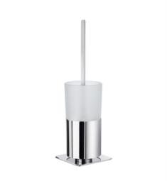 Smedbo FK321 Outline 4" Free Standing Square Base Toilet Brush Holder with Frosted Glass Container in Polished Chrome