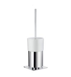 Smedbo FK321P Outline 4" Free Standing Square Base Toilet Brush Holder with Porcelain Container in Polished Chrome