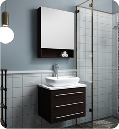 Fresca FVN6185ES-VSL Modella 24" Espresso Wall Hung Vessel Sink Modern Bathroom Vanity with Medicine Cabinet