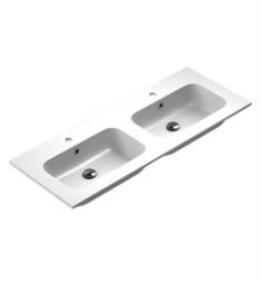 Sonia 167449 Evolve 47 1/4" Double Bowl Drop-In Rectangular MX3 Bathroom Sink in White Gloss